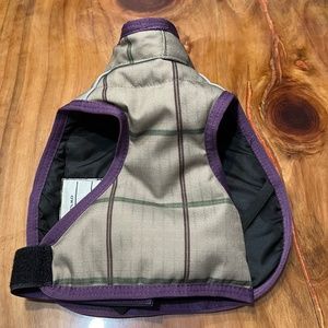 FITS Riding All Weather Dog Coat - XXS Beige Purple Plaid 9" 23 cm E3-8